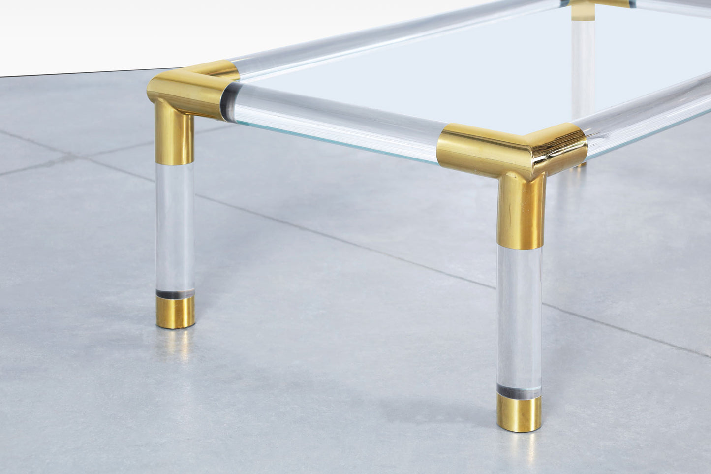 Italian Modernist Brass and Lucite Coffee Table
