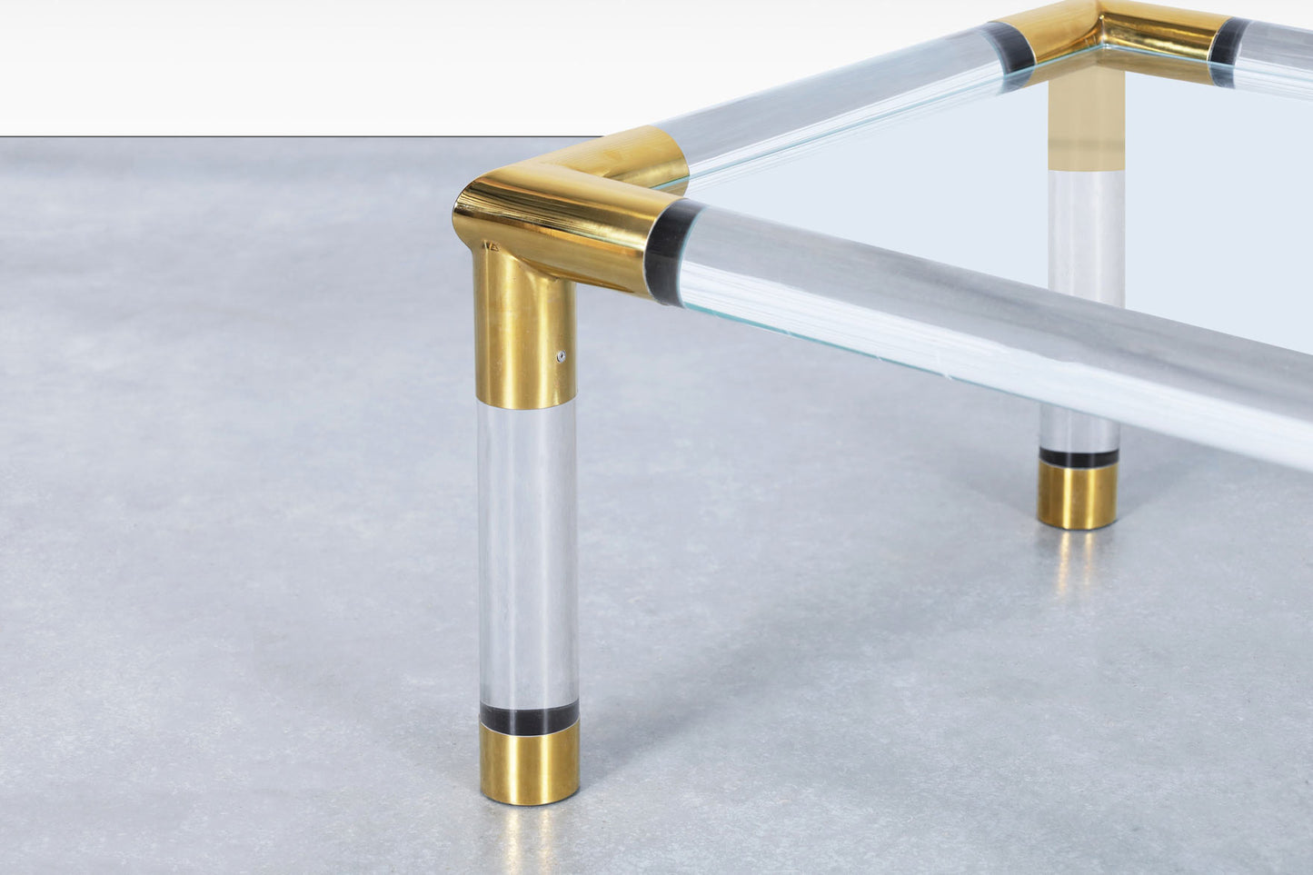 Italian Modernist Brass and Lucite Coffee Table