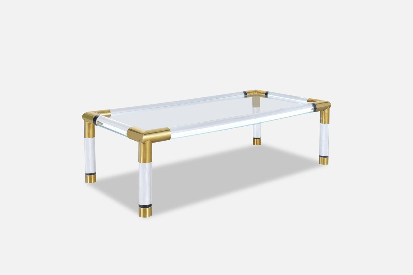 Italian Modernist Brass and Lucite Coffee Table