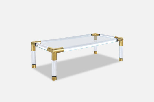 Italian Modernist Brass and Lucite Coffee Table