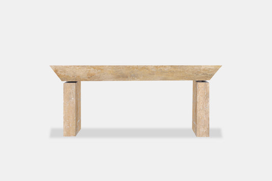 Monumental Italian Travertine Console Table, 2 Available