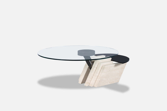Italian Postmodern Travertine “Zeus” Adjustable Coffee Table by Lapalma