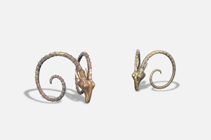 Mid-Century Brass Ibex Rams Head Dining Table Bases After Alain Chervet
