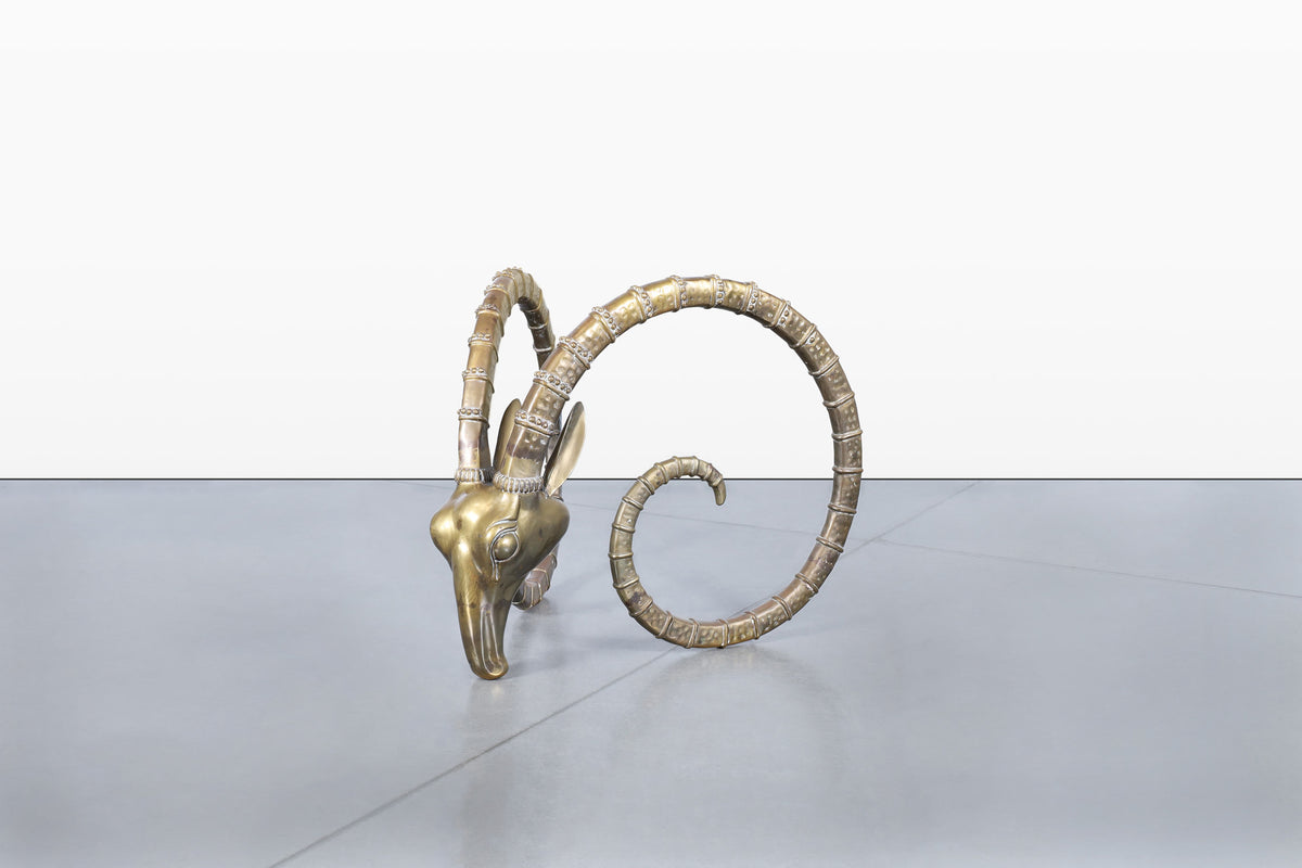 Mid-Century Brass Ibex Rams Head Dining Table Bases After Alain Chervet