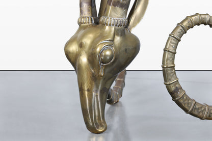Mid-Century Brass Ibex Rams Head Dining Table Bases After Alain Chervet