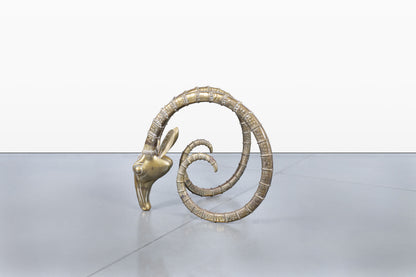 Mid-Century Brass Ibex Rams Head Dining Table Bases After Alain Chervet