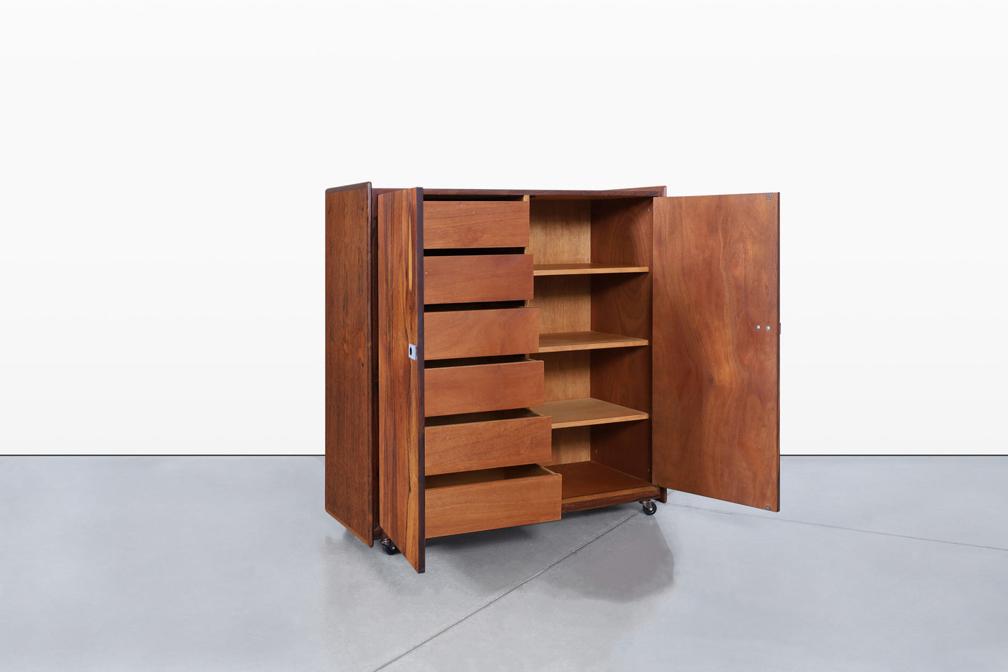 Mid-Century Brazilian Rosewood Armoire Dresser by Intercontinental Design