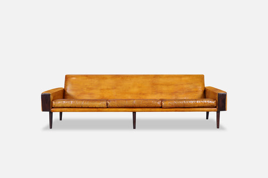 Mid-Century Modern Brazilian Rosewood and Leather Sofa