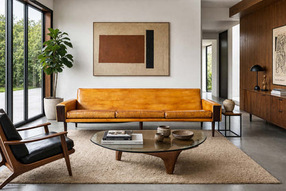 Mid-Century Modern Brazilian Rosewood and Leather Sofa