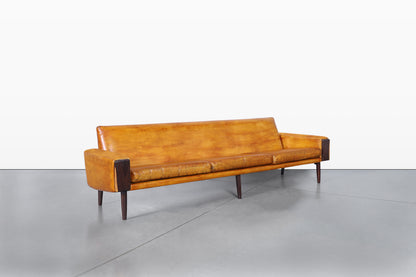 Mid-Century Modern Brazilian Rosewood and Leather Sofa