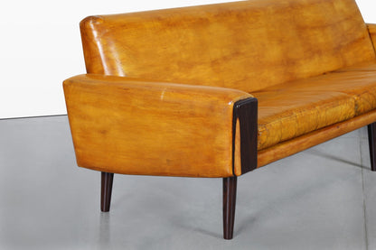 Mid-Century Modern Brazilian Rosewood and Leather Sofa
