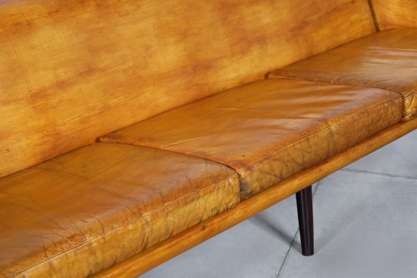 Mid-Century Modern Brazilian Rosewood and Leather Sofa