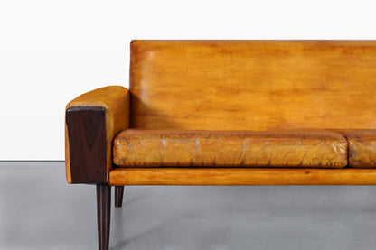 Mid-Century Modern Brazilian Rosewood and Leather Sofa
