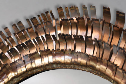 Mid-Century Brutalist Eyelash Copper Mirror by Curtis Jere, Signed