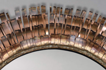 Mid-Century Brutalist Eyelash Copper Mirror by Curtis Jere, Signed