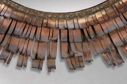 Mid-Century Brutalist Eyelash Copper Mirror by Curtis Jere, Signed
