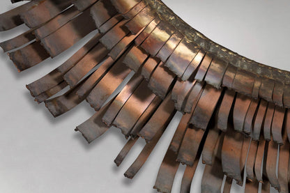 Mid-Century Brutalist Eyelash Copper Mirror by Curtis Jere, Signed