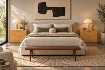 Mid-Century Burl Wood and Brass Nightstands by Founders for Thomasville