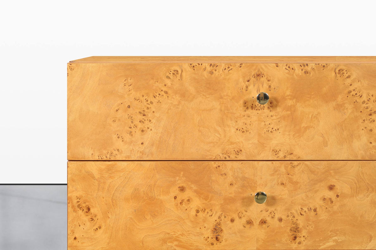 Mid-Century Burl Wood and Brass Nightstands by Founders for Thomasville