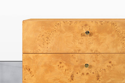 Mid-Century Burl Wood and Brass Nightstands by Founders for Thomasville