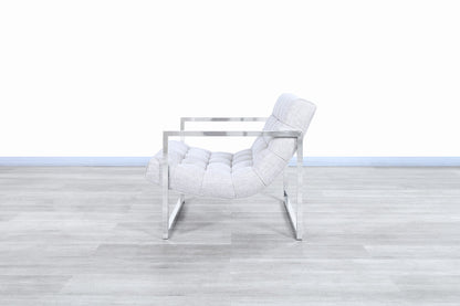 Mid-Century Chrome Lounge Chairs Attributed to Milo Baughman