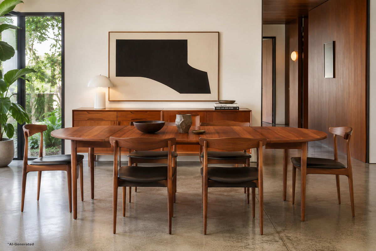 Mid-Century Extendable Round Walnut Dining Table by Kipp Stewart for Drexel