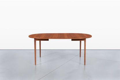 Mid-Century Extendable Round Walnut Dining Table by Kipp Stewart for Drexel