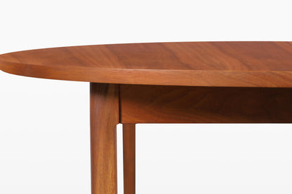 Mid-Century Extendable Round Walnut Dining Table by Kipp Stewart for Drexel