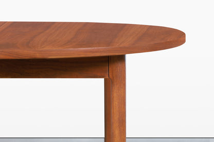 Mid-Century Extendable Round Walnut Dining Table by Kipp Stewart for Drexel