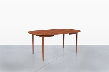Mid-Century Extendable Round Walnut Dining Table by Kipp Stewart for Drexel