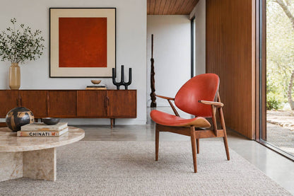 Mid-Century Leather "Clam Shell" Armchair by Seymour J. Wiener for Kodawood