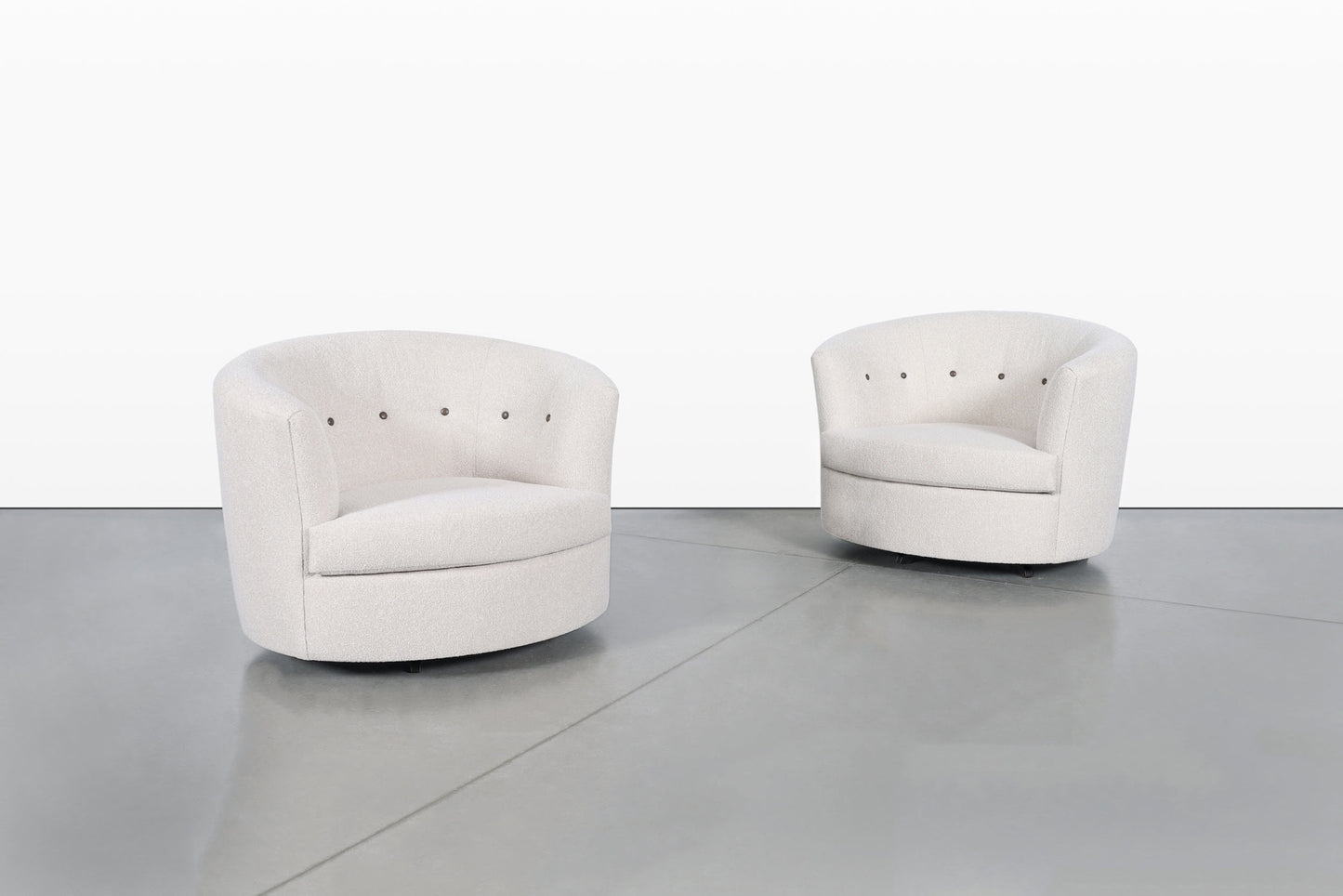 Mid-Century Modern Barrel Back Swivel Lounge Chairs