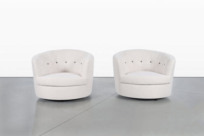 Mid-Century Modern Barrel Back Swivel Lounge Chairs