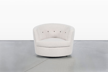 Mid-Century Modern Barrel Back Swivel Lounge Chairs