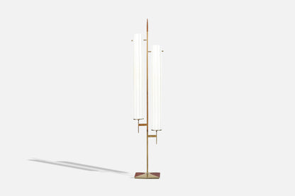 Mid-Century Modern Brass and Walnut Floor Lamp