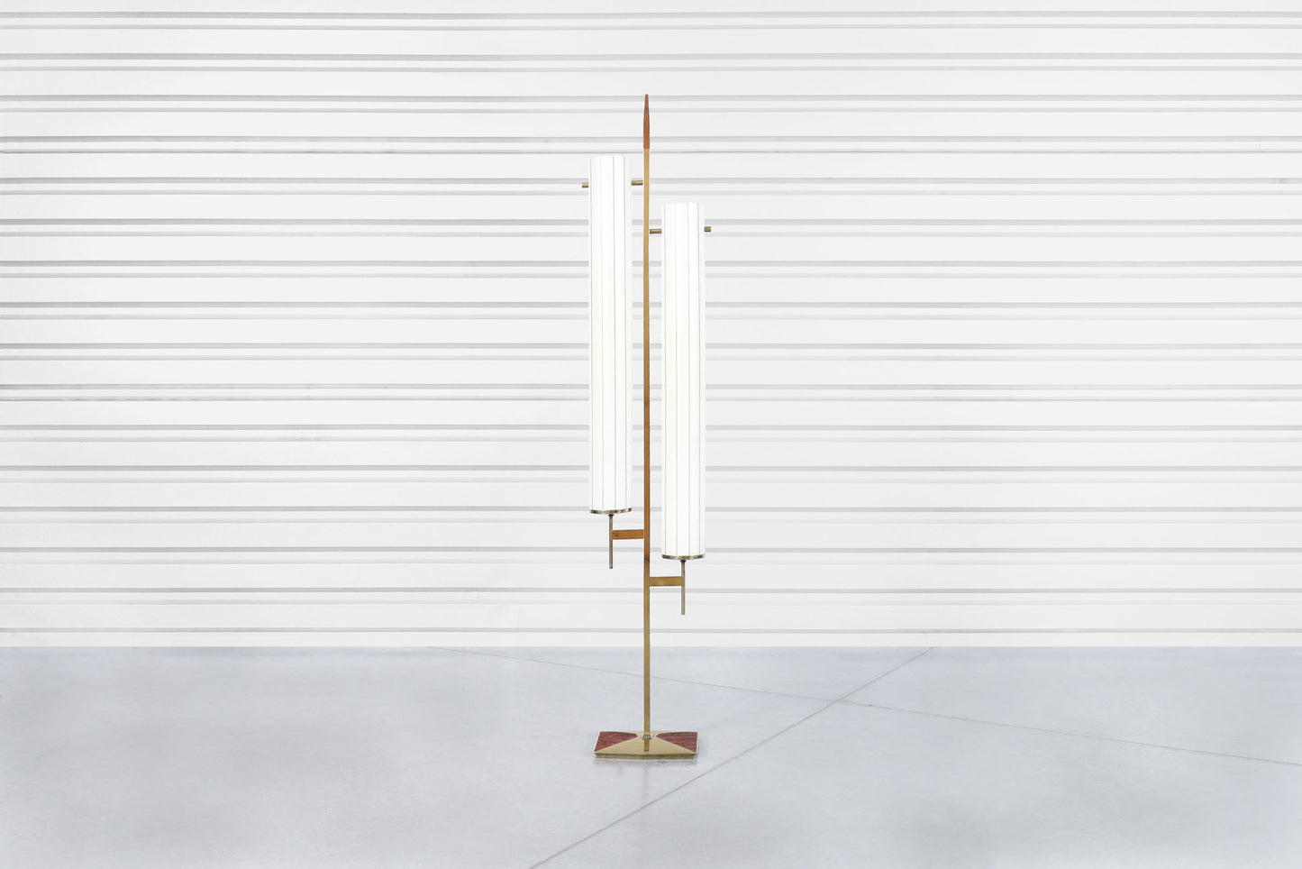 Mid-Century Modern Brass and Walnut Floor Lamp