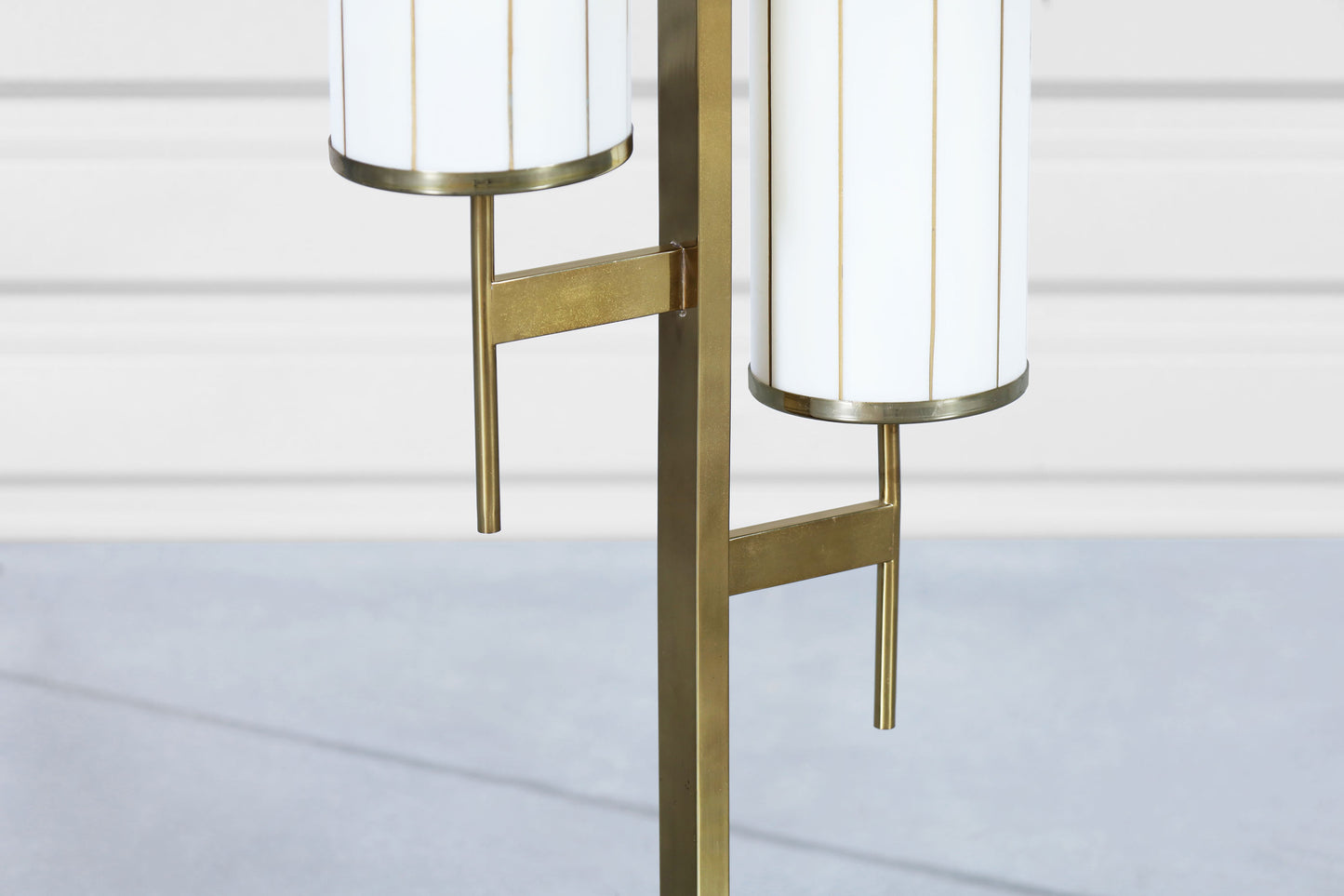 Mid-Century Modern Brass and Walnut Floor Lamp
