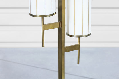 Mid-Century Modern Brass and Walnut Floor Lamp