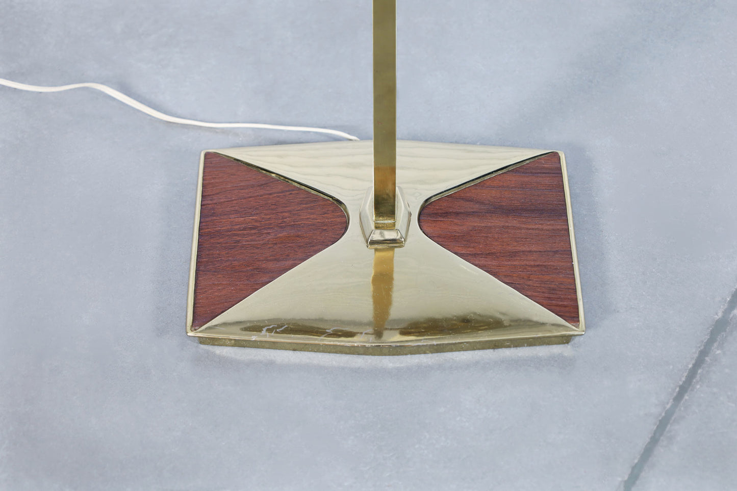 Mid-Century Modern Brass and Walnut Floor Lamp