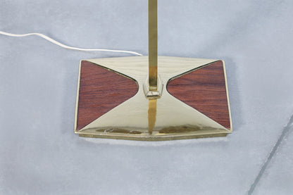 Mid-Century Modern Brass and Walnut Floor Lamp