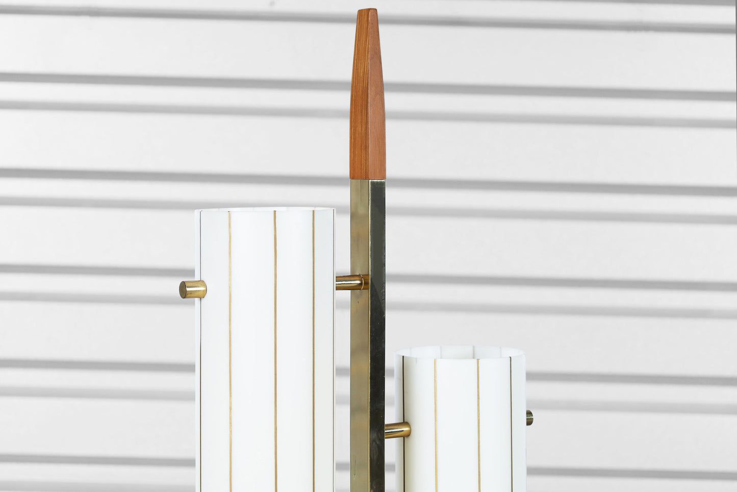 Mid-Century Modern Brass and Walnut Floor Lamp