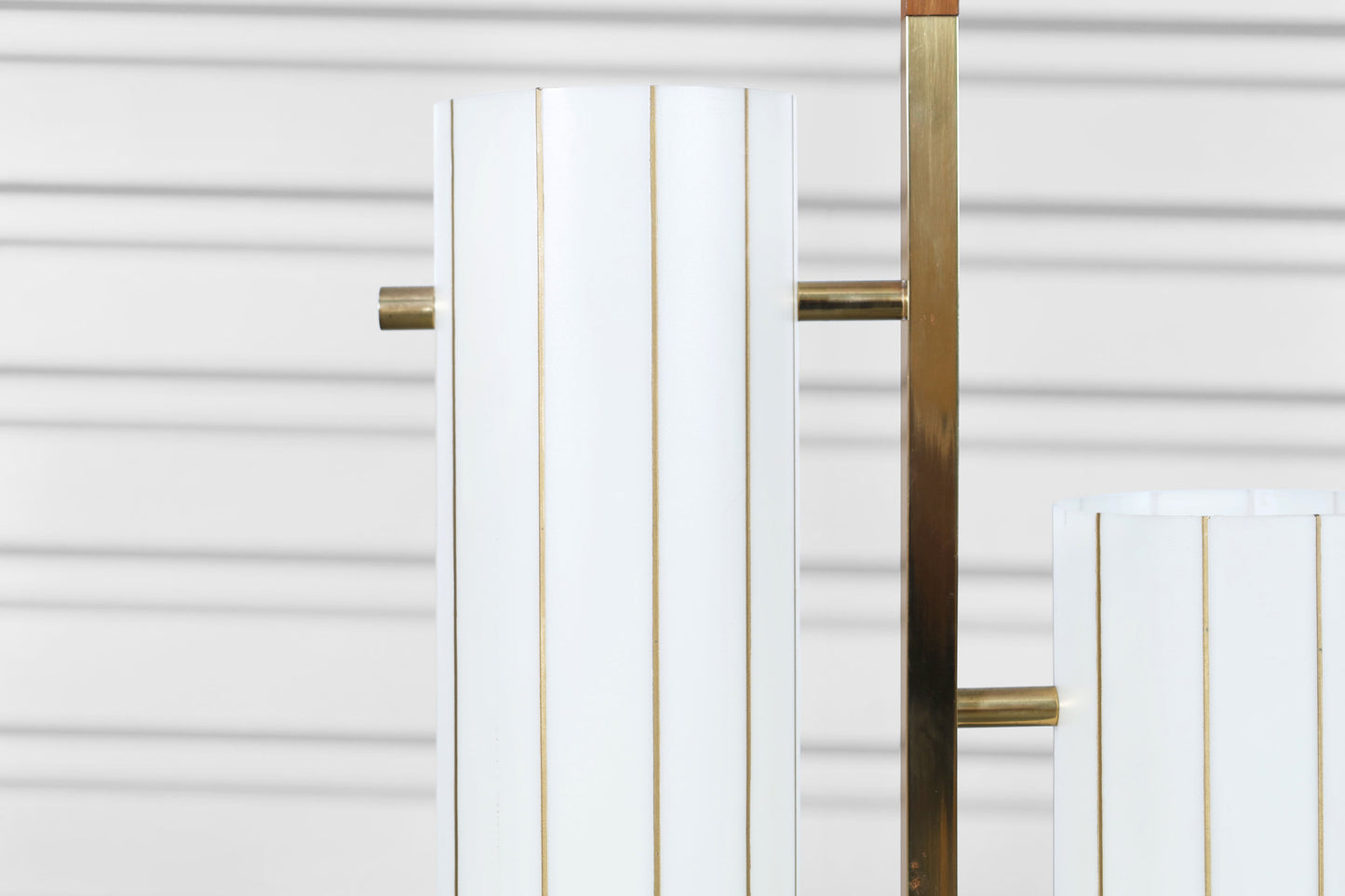 Mid-Century Modern Brass and Walnut Floor Lamp