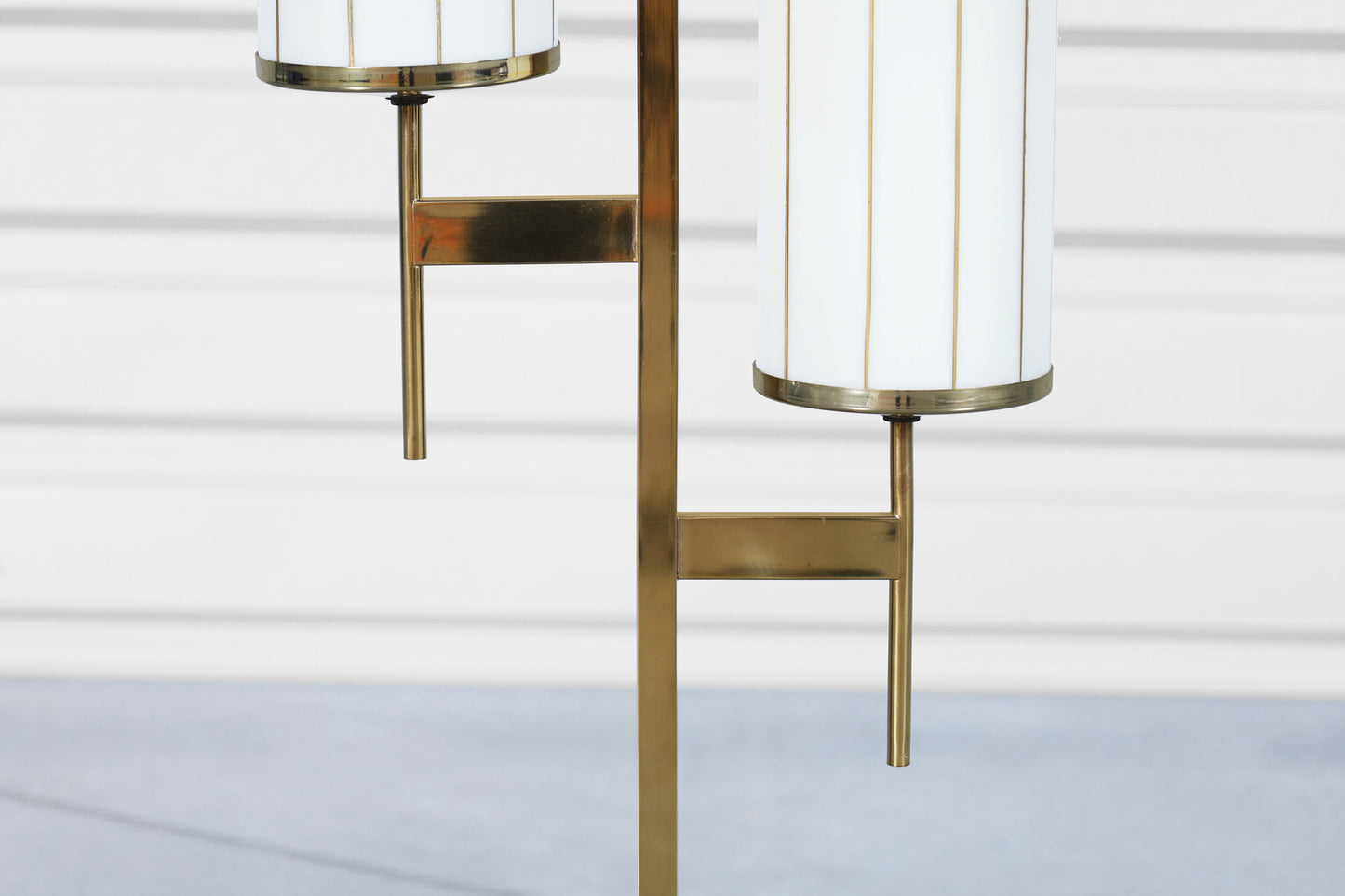 Mid-Century Modern Brass and Walnut Floor Lamp