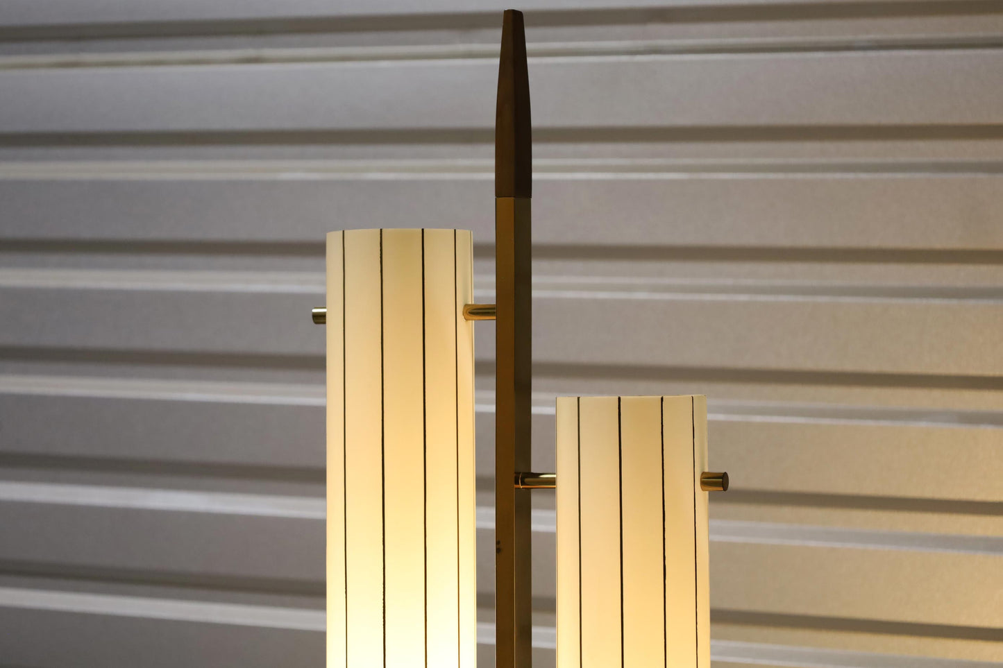 Mid-Century Modern Brass and Walnut Floor Lamp
