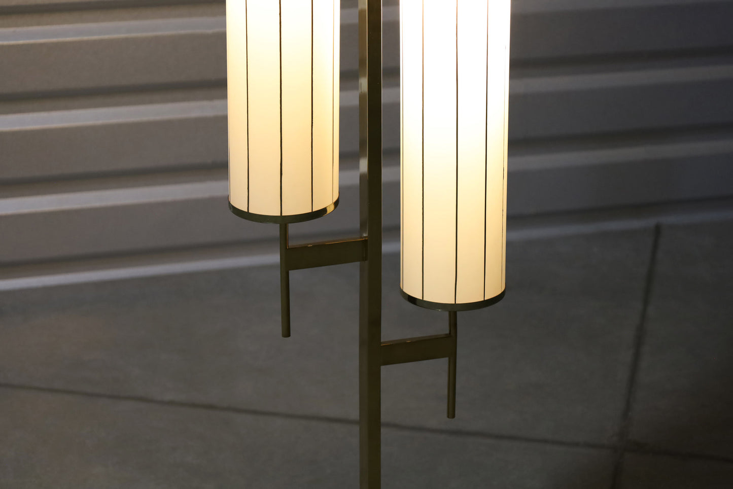 Mid-Century Modern Brass and Walnut Floor Lamp