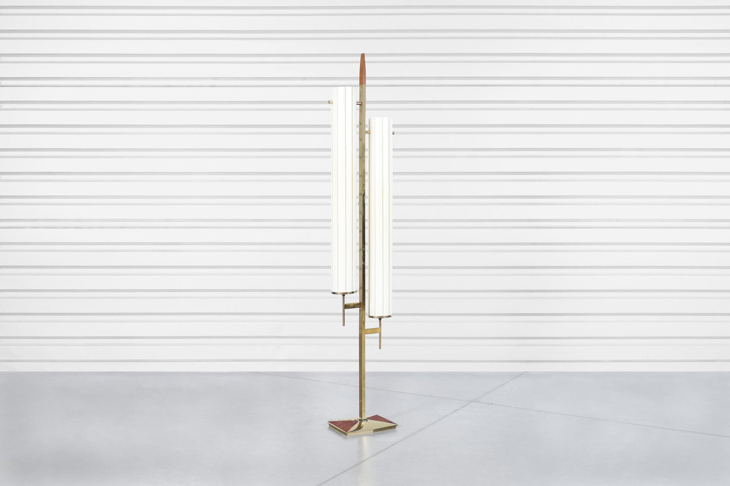 Mid-Century Modern Brass and Walnut Floor Lamp