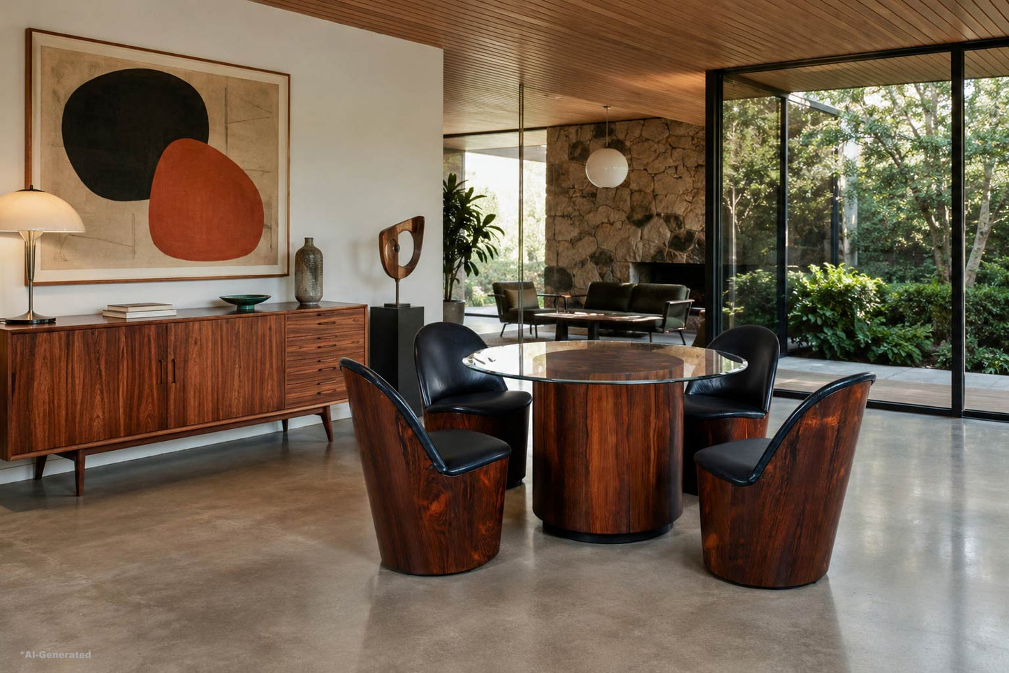 Mid-Century Modern Brazilian Rosewood Dining Table & Chairs by Plycraft