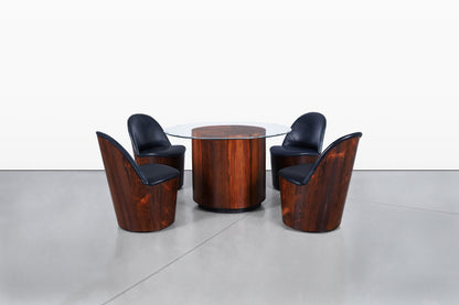 Mid-Century Modern Brazilian Rosewood Dining Table & Chairs by Plycraft