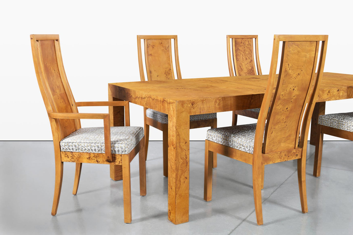 Mid-Century Modern Burl Wood Dining Room Set by Milo Baughman