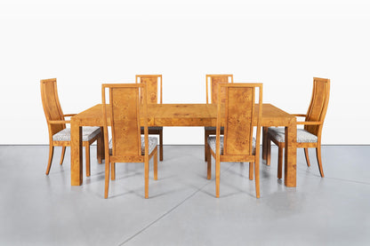Mid-Century Modern Burl Wood Dining Room Set by Milo Baughman